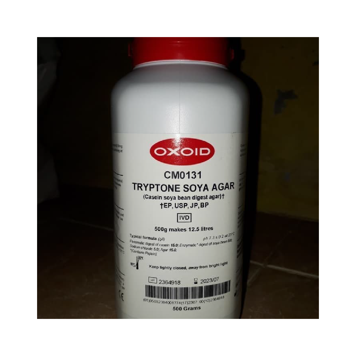 Tryptone Soya Agar EP/USP/JP/BP (Dehydrated) / Agar triptona soja EP/USP/JP/BP (deshidratado)